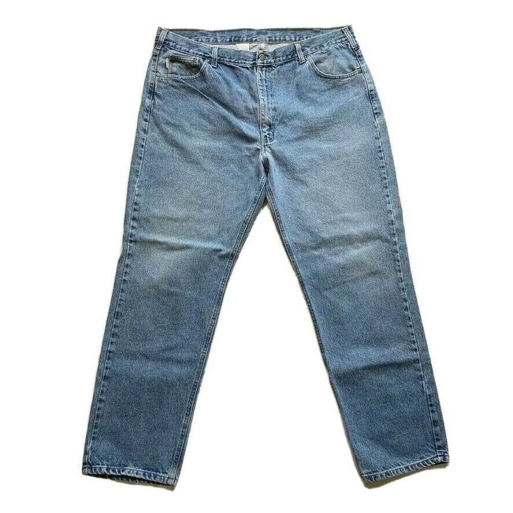 Carhartt Traditional Fit Jeans B18 DST Mens 42x32 Relaxed Medium Blue Wash Denim